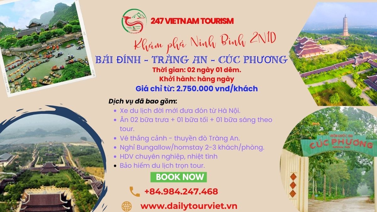 Tour Bái Đính - Tràng An - Cúc Phương 2 ngày