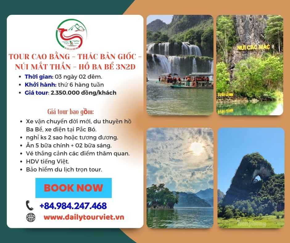 Tour Cao Bằng - Thách Bản Giốc - Hồ Ba Bể 3 ngày