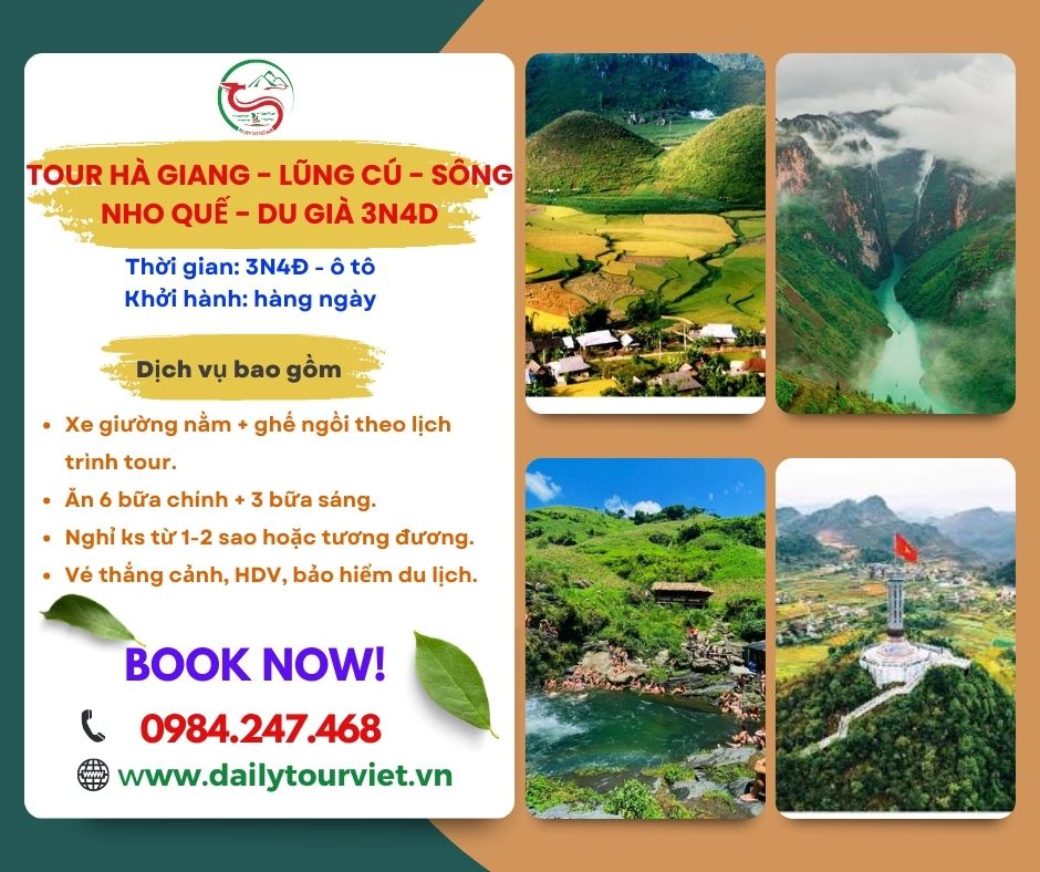 Tour Hà Giang - Lũng Cú - Nho Quế - Du Già 3N4Đ