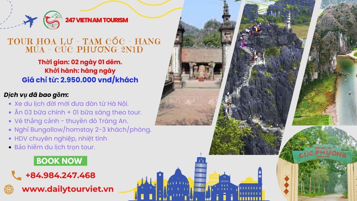Tour Ninh Bình - hang Múa - Cúc Phương 2 ngày