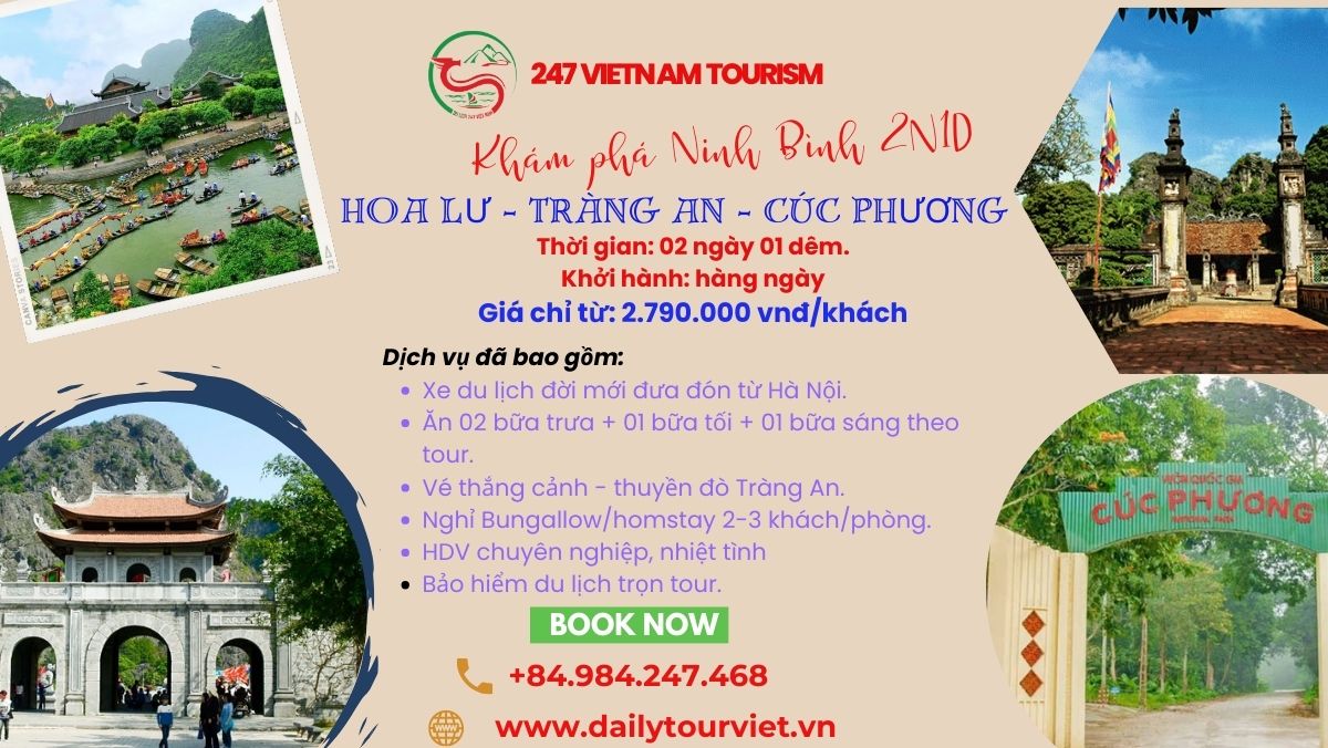 Tour Hoa Lư - Tràng An - Cúc Phương 2 ngày